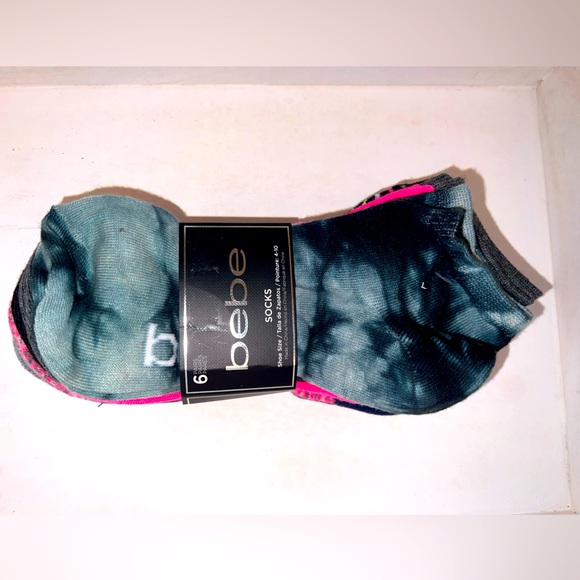 bebe Accessories - Bebe Pack of 6 Pairs Ankle Socks NWT pink tie dyed grey